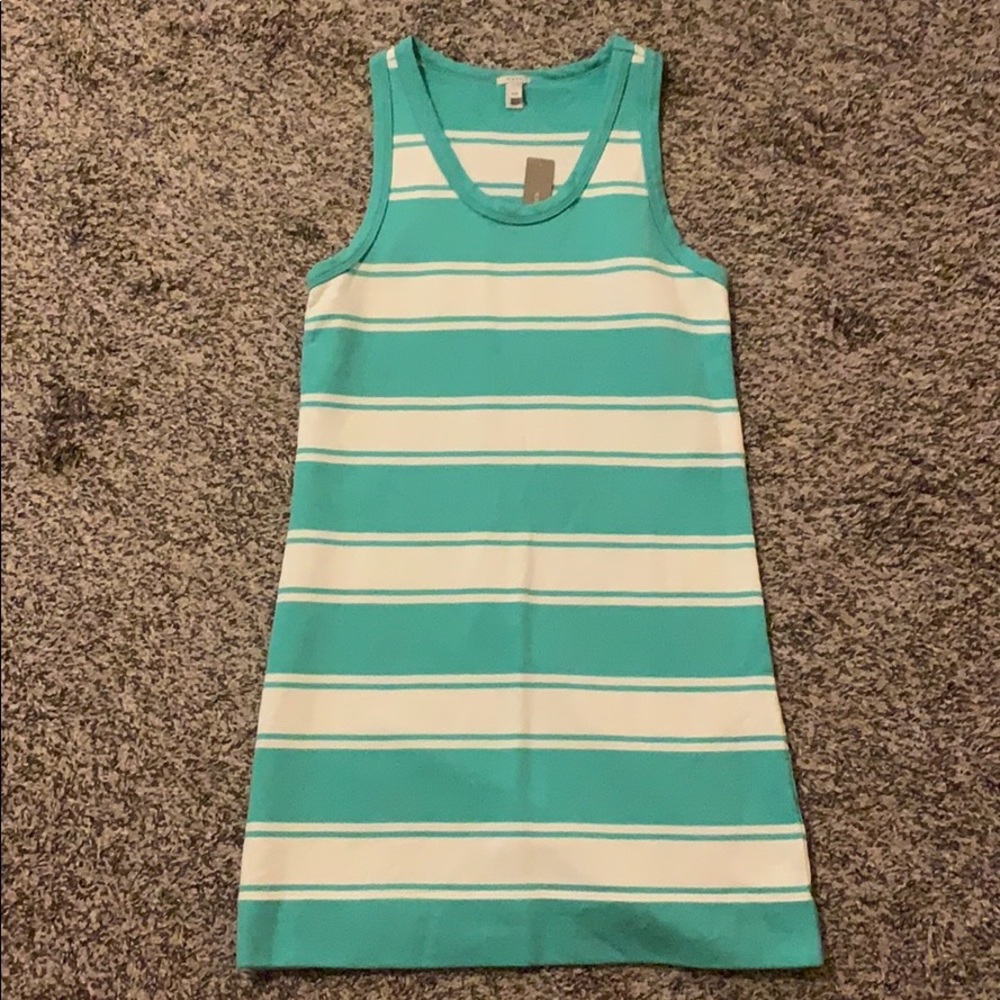 J Crew Green White Striped Tank Dress NWT XXS
